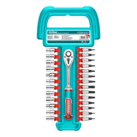 Juego de Herramientas 27 Piezas Incluye 12 Copas 1/4" 4-14mm + 14 Puntas + Ratchet Total Tools Tht141271