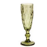 Set x6 Copas Champana Vintage Verde 5.5 Onz