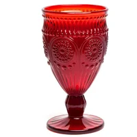Set x6 Copas Vino Agua Barroco Rojo 11 Onzas