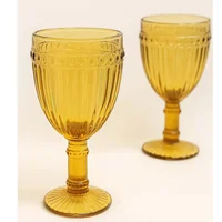 Set x6 Copas Vino Agua Vintage 11 Oz Amarillo