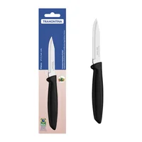 Cuchillo 3" Tramontina Plenus para Legumbres En Acero Inoxidable y Polipropileno Negro