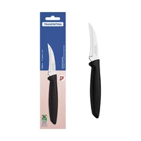 Cuchillo 3" Tramontina Plenus para Tornear En Acero Inoxidable y Polipropileno Negro
