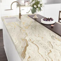 Papel Adhesivo De Mármol Beige Dorado Para Encimeras y Decoración Moderna
