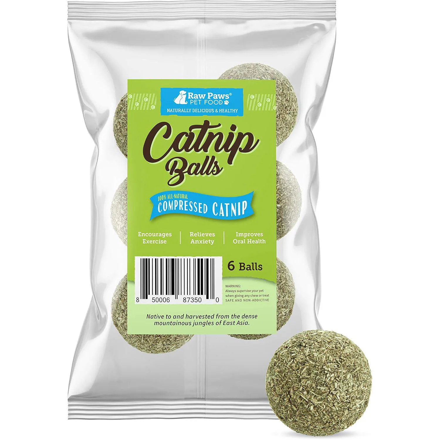 Pelotas De Hierba Gatera Raw Paws Para Gatos Con Limpieza Dental Y Relajación
