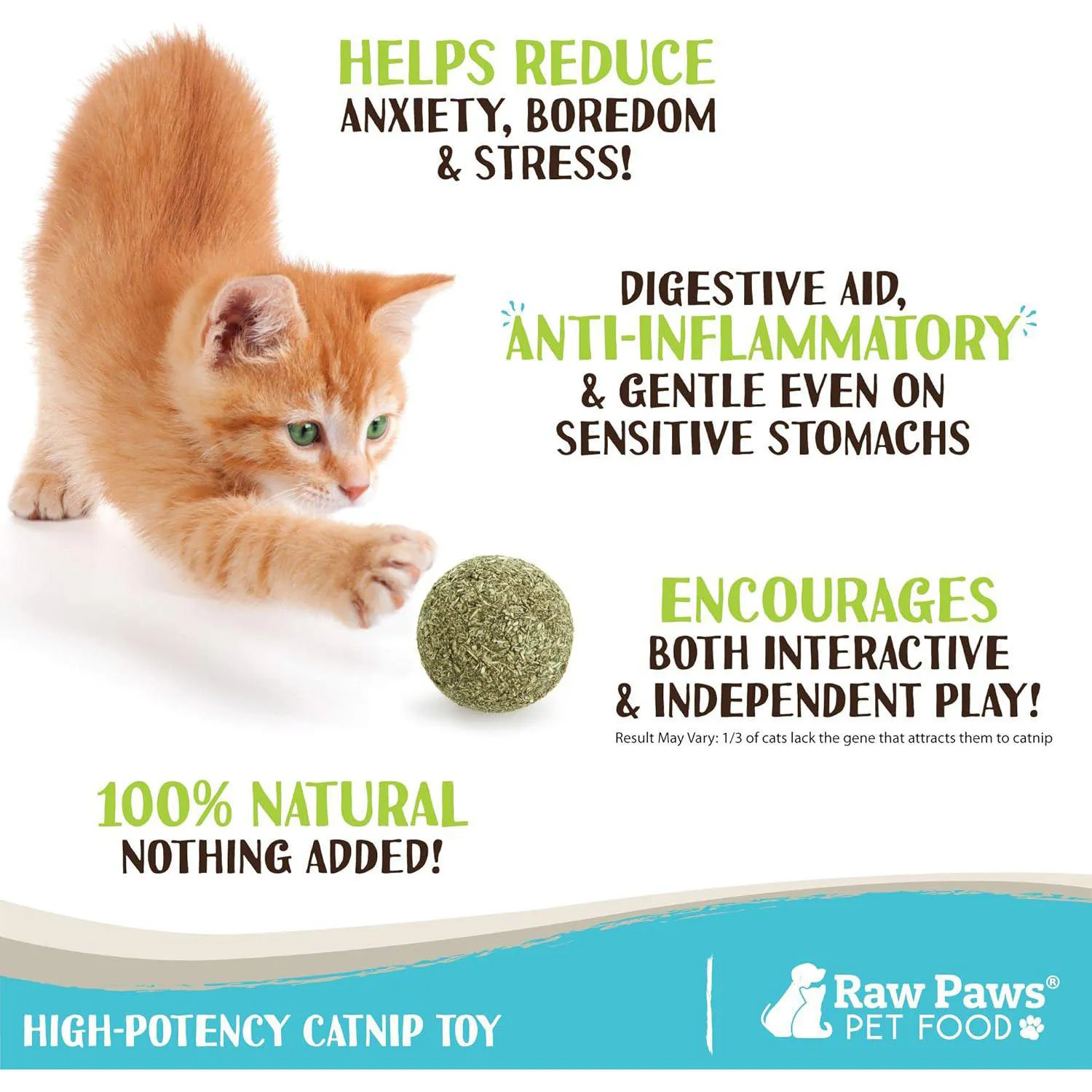 Pelotas De Hierba Gatera Raw Paws Para Gatos Con Limpieza Dental Y Relajación