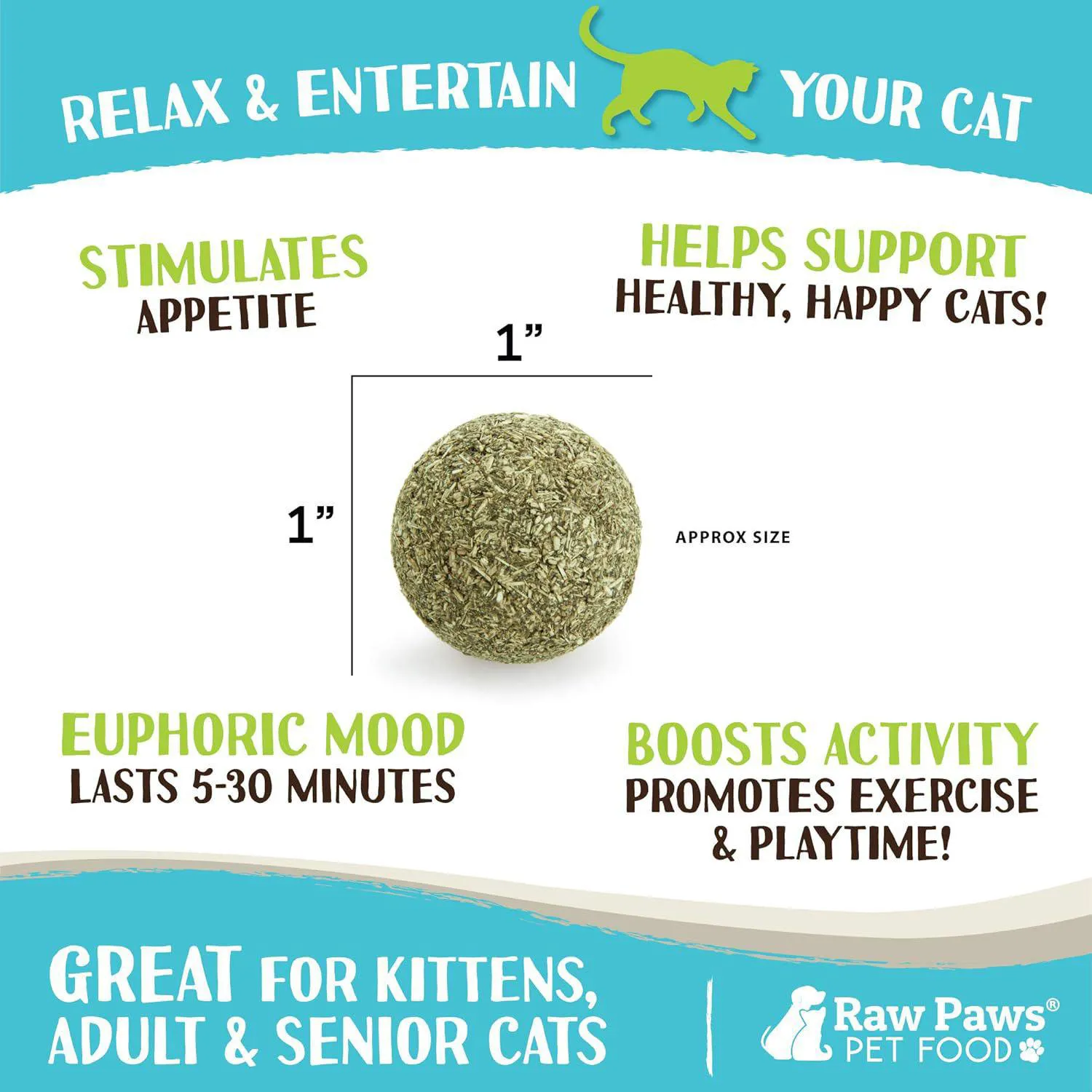 Pelotas De Hierba Gatera Raw Paws Para Gatos Con Limpieza Dental Y Relajación 3