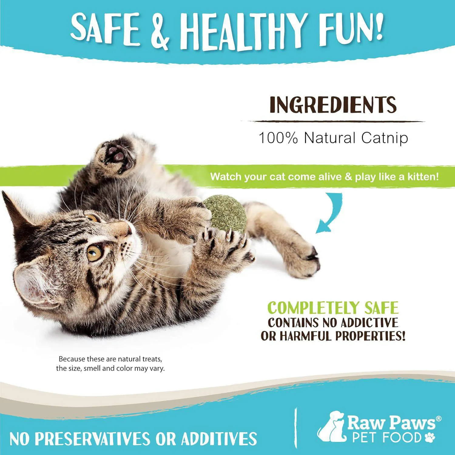 Pelotas De Hierba Gatera Raw Paws Para Gatos Con Limpieza Dental Y Relajación 4