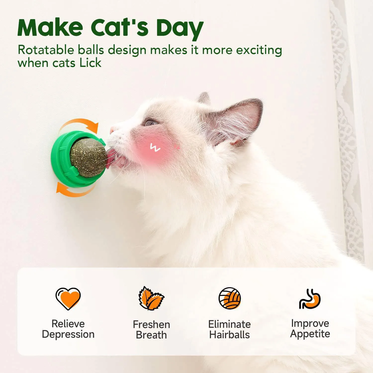 Pelotas De Hierba Gatera Para Gatos Con Adhesivo Giratorio Y Limpieza Dental 3