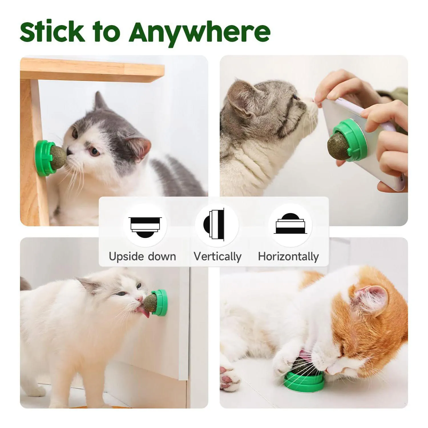 Pelotas De Hierba Gatera Para Gatos Con Adhesivo Giratorio Y Limpieza Dental 6