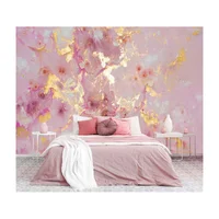 Mural Decorativo Jdayda Mármol Rosa y Dorado para Paredes de Dormitorio y Sala