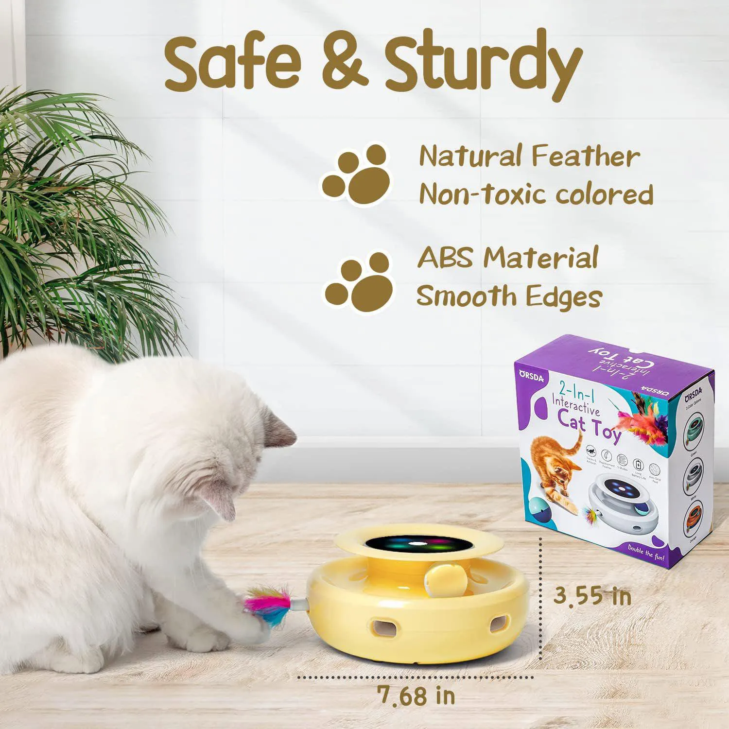Juguete Interactivo ORSDA Para Gatos Con Plumas Velocidad Ajustable Y Doble Fuente De Energía 3