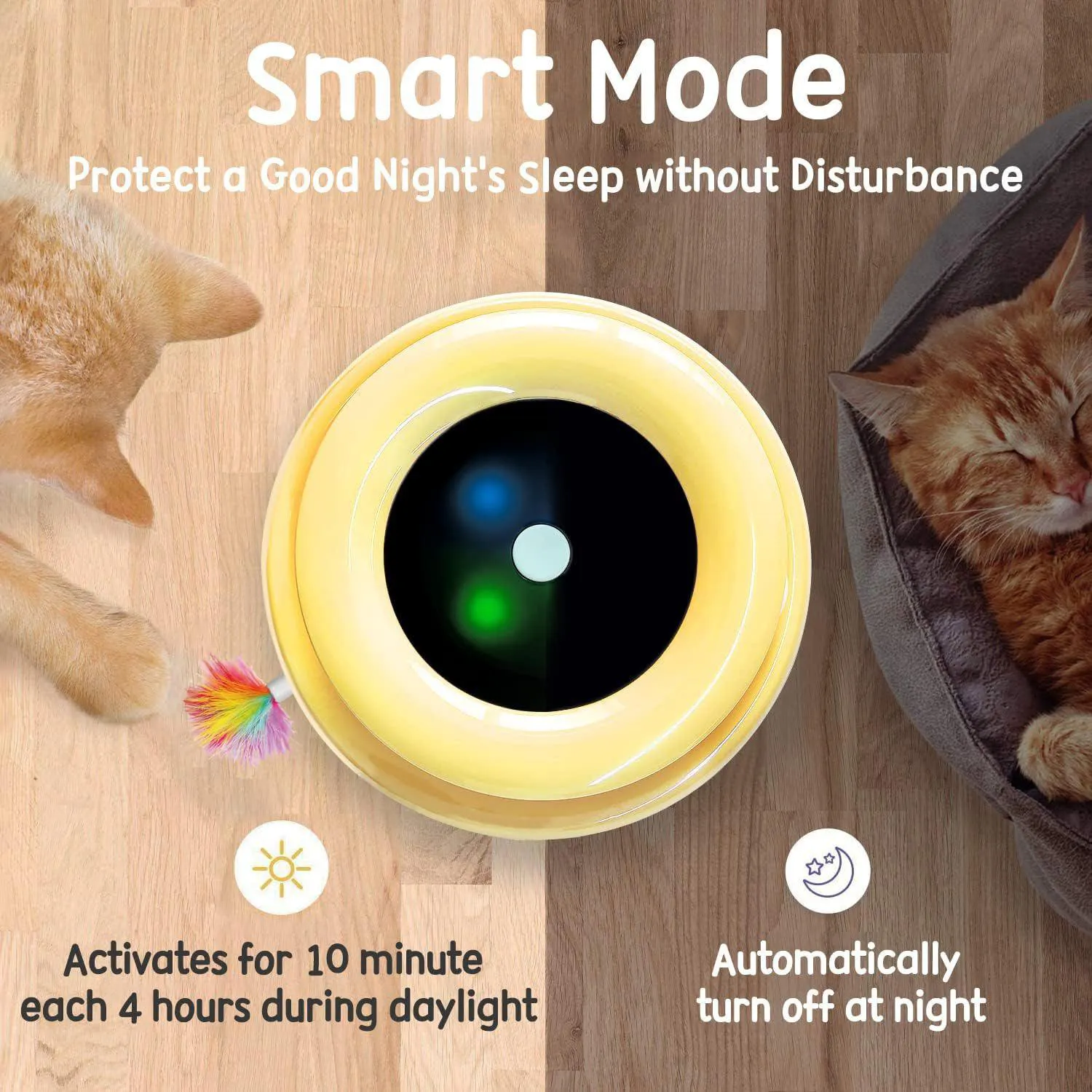 Juguete Interactivo ORSDA Para Gatos Con Plumas Velocidad Ajustable Y Doble Fuente De Energía 5