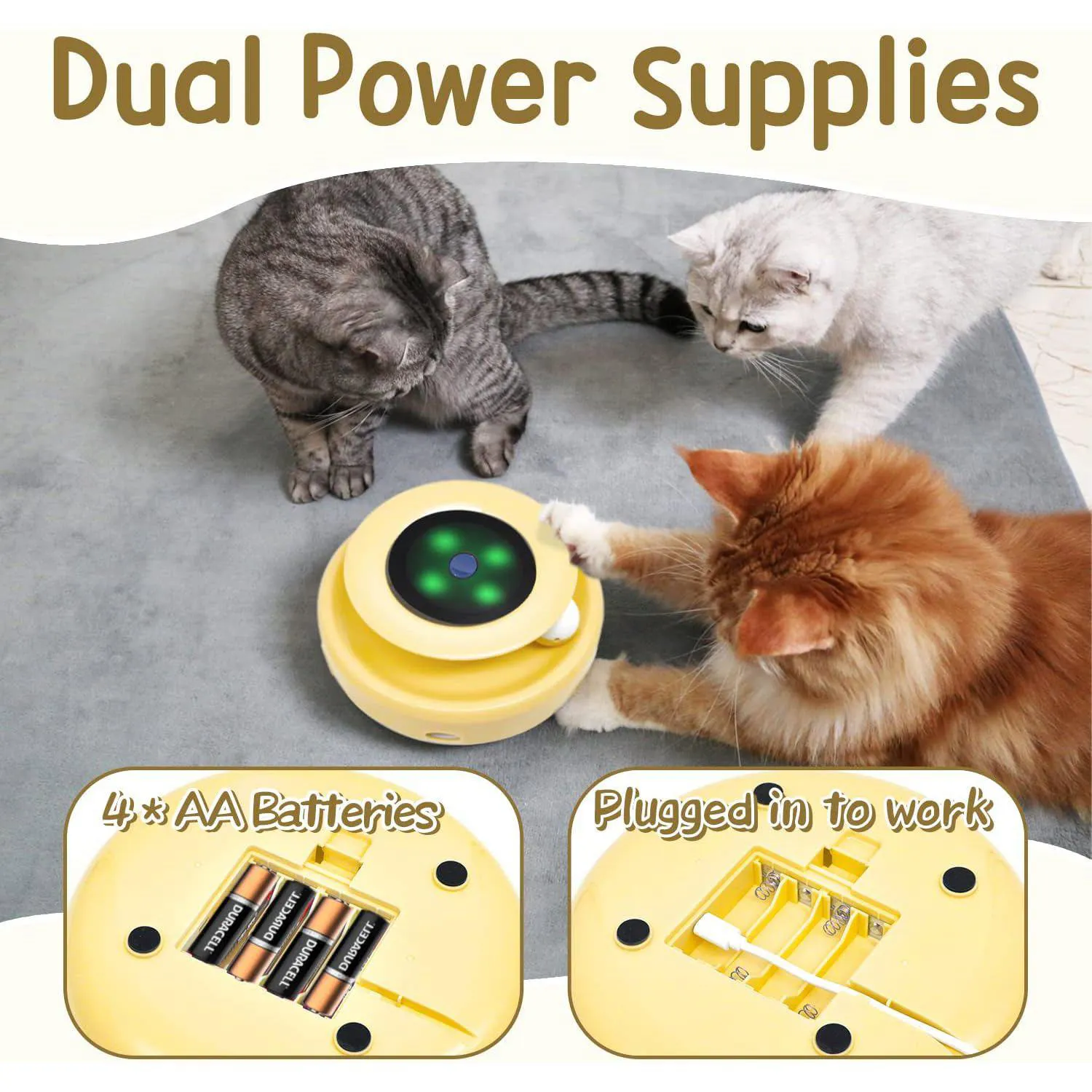 Juguete Interactivo ORSDA Para Gatos Con Plumas Velocidad Ajustable Y Doble Fuente De Energía 6