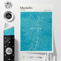 Mapa De Medellín Azul 70 X 50 Cm