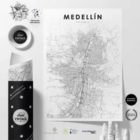 Mapa De Medellín Blanco 100 X 70 Cm