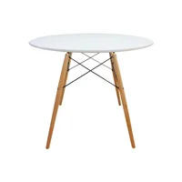 Mesa Redonda Blanca Moderna para Comedor 4 Puestos