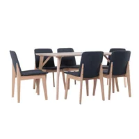 Juego de Comedor 6 puestos Gris Cedro Esther 90x150x75 cm
