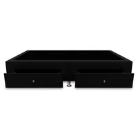Base Cama Con Cajones 140x190 Negro Ecocuero