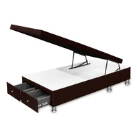 Base Cama Nido Baúl Con Cajones 100x190 Café Microfibra