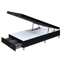 Base Cama Nido Baúl Con Cajones 100x190 Negro Ecocuero