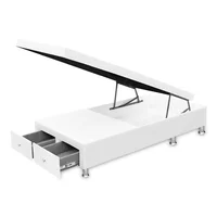 Base Cama Nido Baúl Con Cajones 100x190 Blanco Microfibra