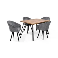 Set de Comedor Forest Con 4 Sillas Tokyo Tela Gris