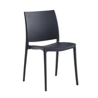 Silla Plástica de Jardín Apta Exteriores Protección UV Negro Set X 8 Unidades