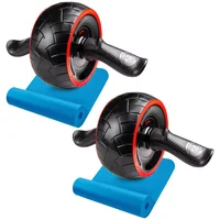 Set X2 Rueda Abdominal Retráctil Con Resorte Tapete Rodillas