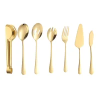 Set x7 Cubiertos para Servir Acero Inoxidable Color Dorado