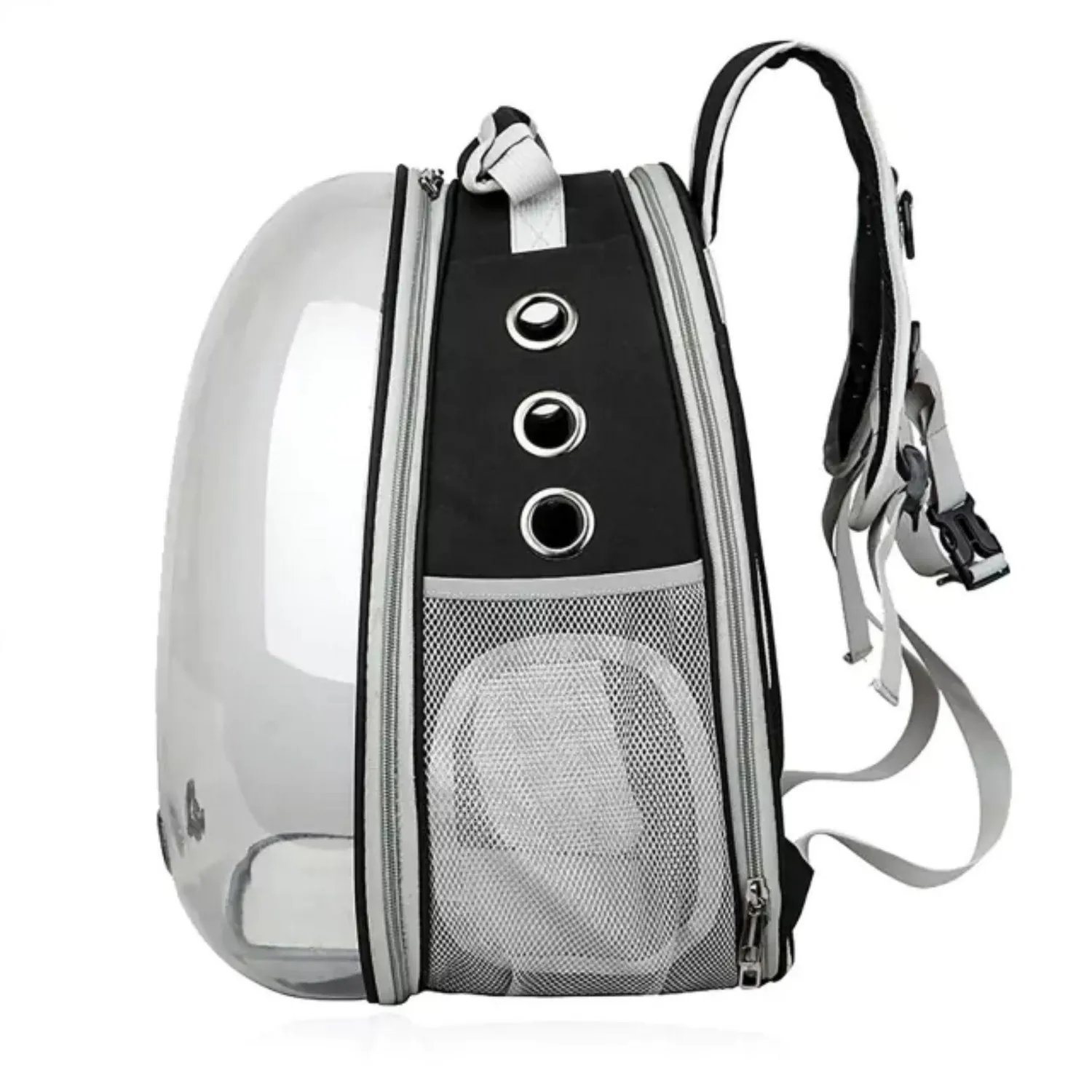 Mochila Transportadora Mascotas Cápsula Burbuja Perro Gato Negro 4