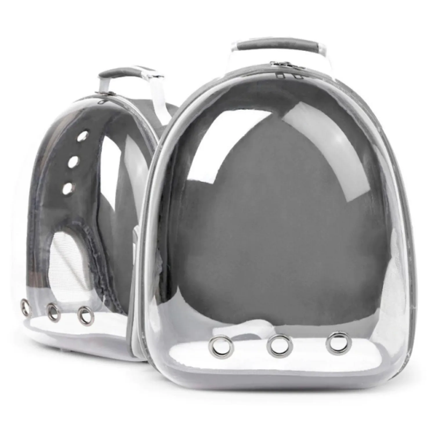 Mochila Transportadora Mascotas Cápsula Burbuja Perro Gato Gris 5