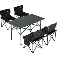 Juego De Camping Mesa 95Cm Y 4 Sillas Plegables Portátil Negro