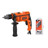 Combo Taladro 1/2 Pulgada Percutor 550w 2800rpm + Brocas HSS para metal Black & Decker