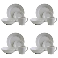Vajilla Melamina Clásica Blanca Redonda 16 Piezas 4 Puestos Set X 4 Unidades