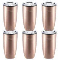 Mug 350ml Rosa Dorado Mate (exterior de Acero Inoxidable. Interior de Plastico) Set X 6 Unidades