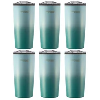 Mug Acero Inoxidable Doble Color 460ml Verde Set X 6 Unidades
