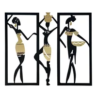 Cuadro Africanas Madera 60x50 cm Negro Muralia