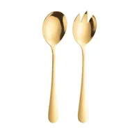 Set x2 Cubiertos para Servir Ensaladas Color Dorado