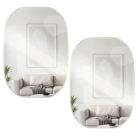Set X2 Espejo Ovalado Decorativo 50X70Cm Acrílico Moderno