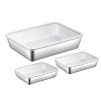 Set de 3 Bowls Rectangulares de Acero con Tapa
