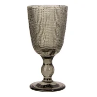 Copa Vino Cuadricula Vidrio 330 ml Gris Lino
