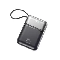 Power Bank Wiwu Wi-p036 Negro 20000mah 35W Carga Rápida Cables Incorporados