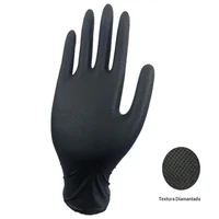 Guante 100% Nitrilo Calibre 8. Diamantado. Uso Industrial. Sin Talco. Color Negro Talla L Set x 4
