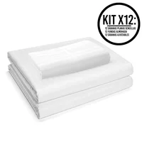 Sábana Hotelera Cama Sencilla 1mt Blanca Suave y Resistente Set X 12 Unidades