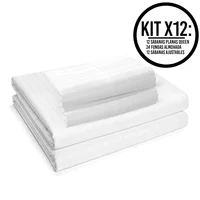 Sábana Hotelera Cama Queen 1.60 m Blanca Suave y Resistente Set X 6 Unidades