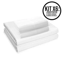 Sábana Hotelera para Cama King 2mt Blanca Suave y Resistente Set X 6 Unidades