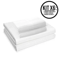 Sábana Hotelera Cama Doble 1.40 m Blanca Suave y Resistente Set X 6 Unidades