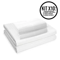 Sábana Hotelera Cama Doble 1.40 m Blanca Suave y Resistente Set X 10 Unidades