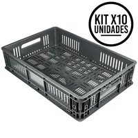 Canastillas Plásticas Industrial 60x40x13cm Perforada Set X 10 Unidades