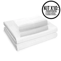 Sábana Hotelera para Cama King 2mt Blanca Suave y Resistente Set X 10 Unidades